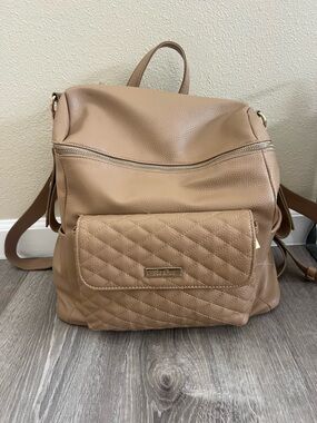 Pebbled Quilted Baby Backpack in Tan